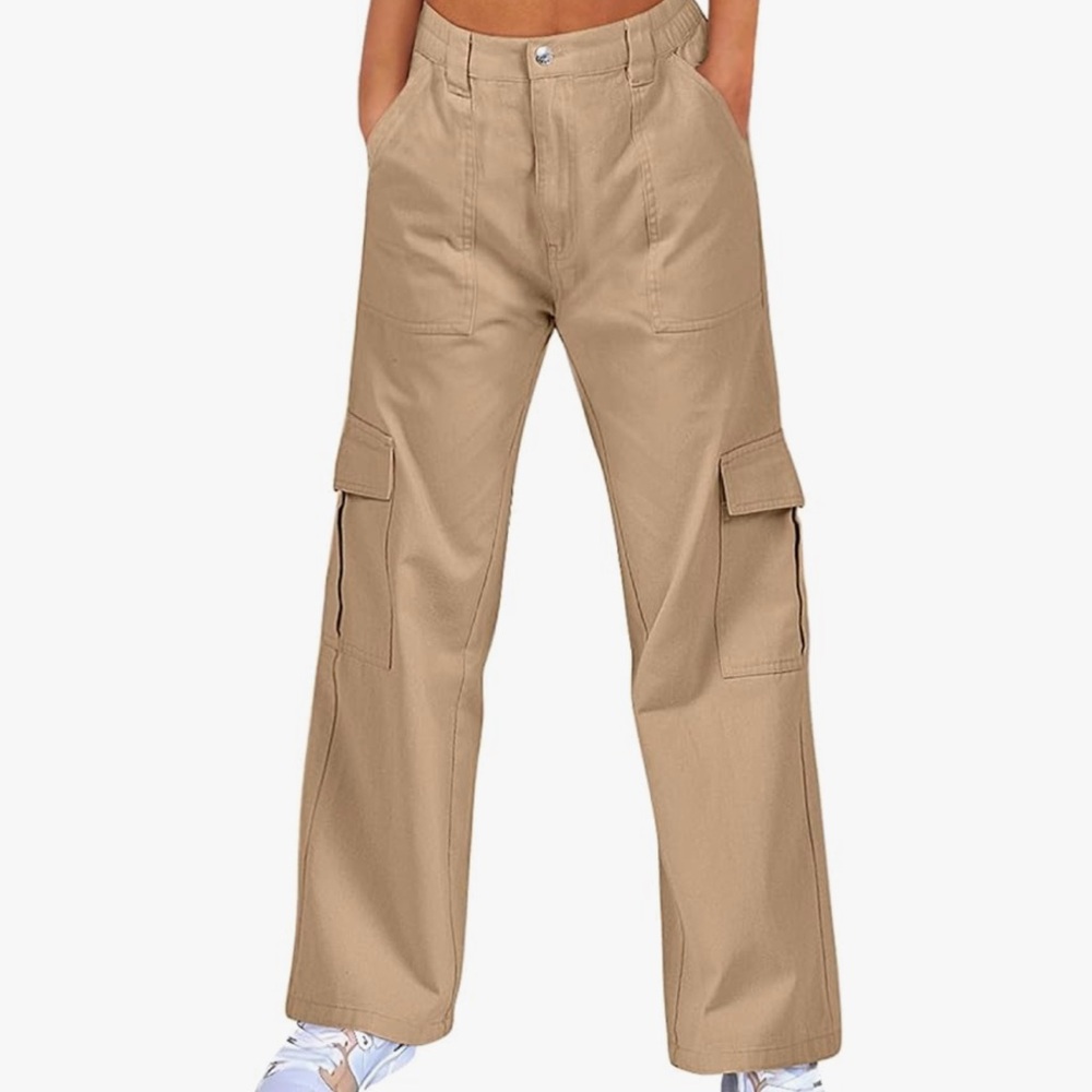 SOLD - CARGO PANTS BAGGY MULTIPLE POCKETS TROUSERS Size: M Color: Tan